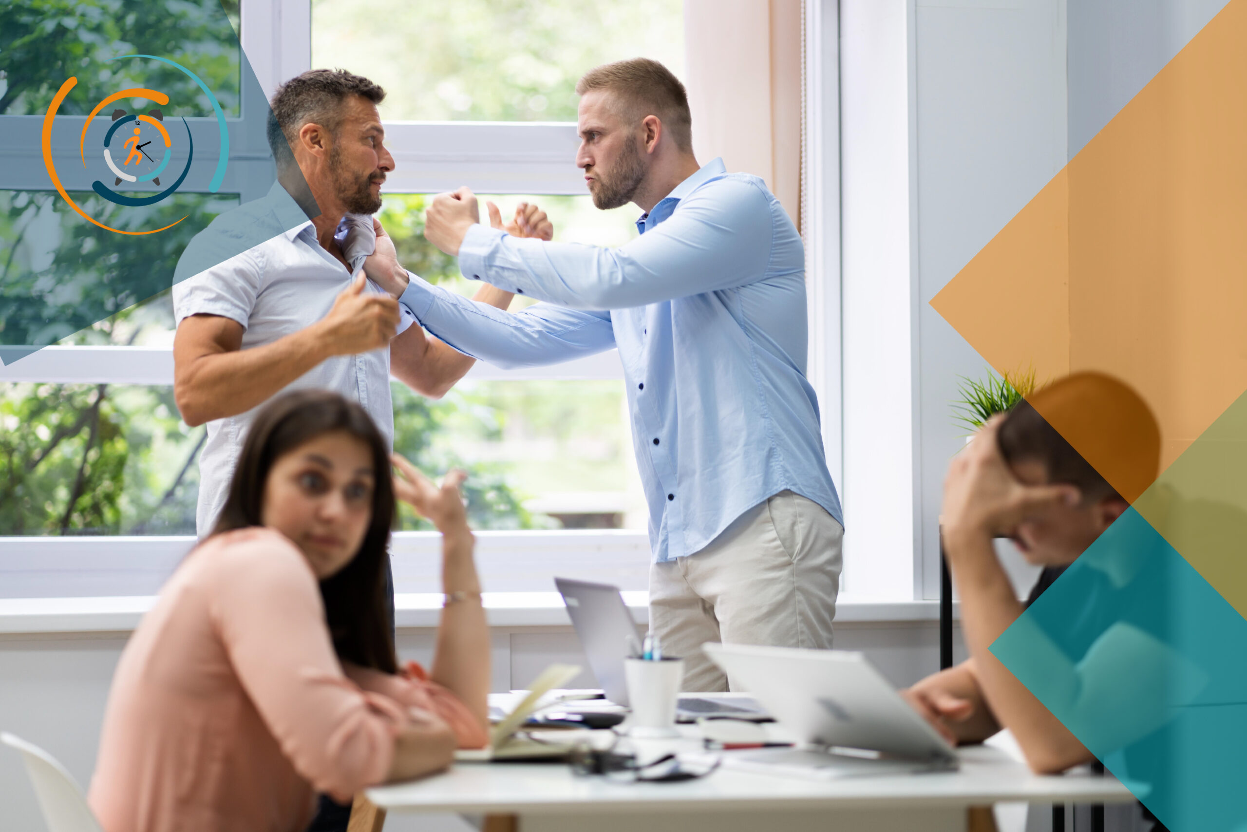 Conflit entre deux collaborateurs dans un bureau, illustrant la violence ordinaire, les tensions relationnelles et leurs conséquences sur le climat de travail.